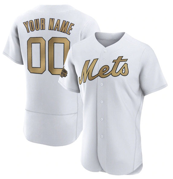Custom New York Mets Active Player White HeidiMiller 2022 All-Star Flex Base Stitched Jersey