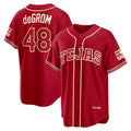 Texas Rangers #48 Jacob deGrom Red HeidiMiller 2026 City Connect Stadium Jersey