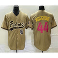 San Diego Padres #44 Joe Musgrove Tan HeidiMiller Pinstripe 2023 City Connect Cool Base Stitched Jersey 2