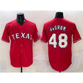 Texas Rangers #48 Jacob deGrom Red HeidiMiller With Patch Cool Base Stitched Jersey