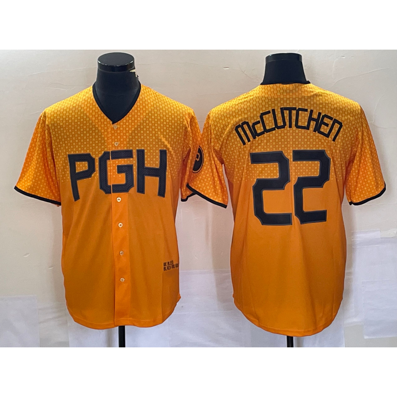 Pittsburgh Pirates #22 Andrew McCutchen Gold HeidiMiller 2023 City Connect Stitched Jersey