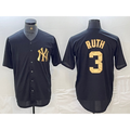 New York Yankees #3 Babe Ruth Black Gold HeidiMiller Cool Base Stitched Jersey