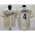 Minnesota Twins #4 Carlos Correa Cream HeidiMiller 2022 City Connect Cool Base Stitched Jersey