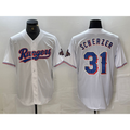 Texas Rangers #31 Max Scherzer White HeidiMiller 2023 World Series Champions Cool Base Jersey
