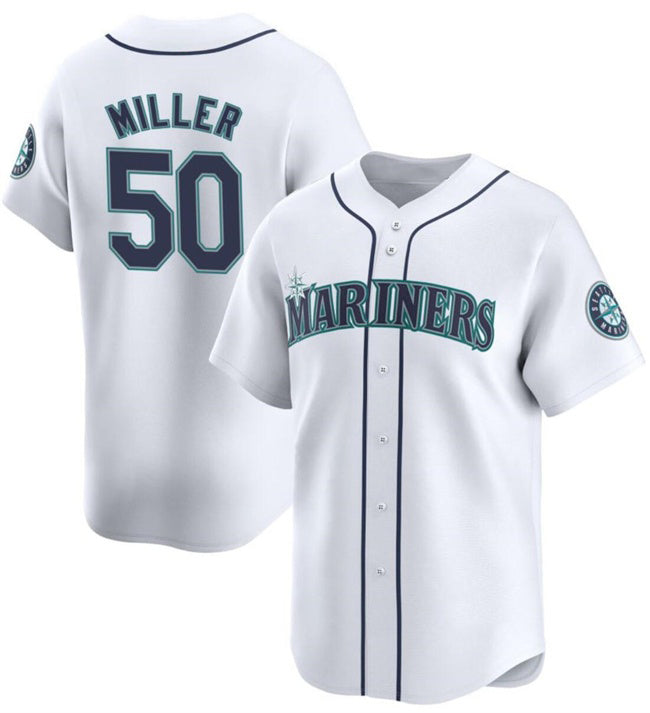 Seattle Mariners #50 Bryce Miller White HeidiMiller Home Limited Stitched jersey