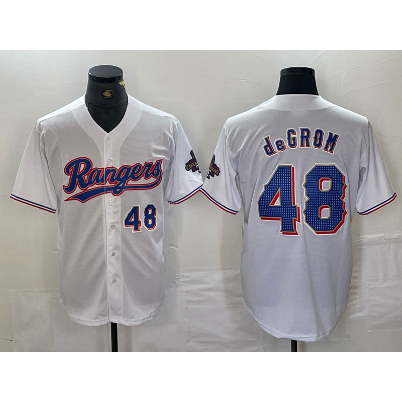 Texas Rangers #48 Jacob deGrom Number White HeidiMiller 2024 Gold Collection Limited Cool Base Jersey 2