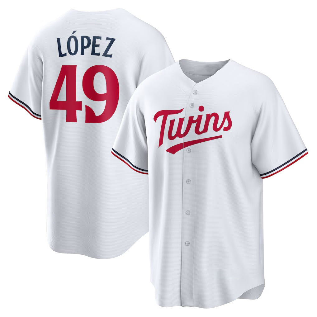 Minnesota Twins #49 Pablo L¨®pez White HeidiMiller Home Replica Player Jersey
