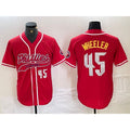 Philadelphia Phillies #45 Zack Wheeler Number Red HeidiMiller Cool Base Stitched Jersey 2