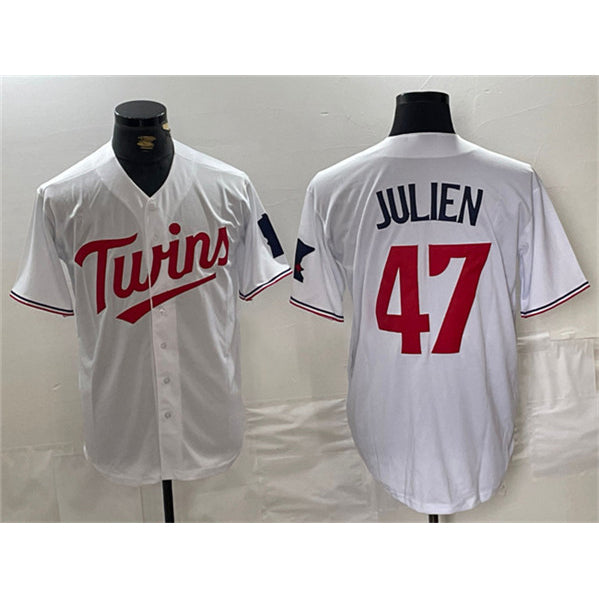 Minnesota Twins #47 Edouard Julien White HeidiMiller Cool Base Stitched Jerseys