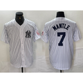 New York Yankees #7 Mickey Mantle Name White HeidiMiller With Patch 2024 Cool Base Stitched Jersey