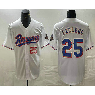 Texas Rangers #25 Jose Leclerc Number White HeidiMiller 2024 Gold Collection Limited Cool Base Jersey 2
