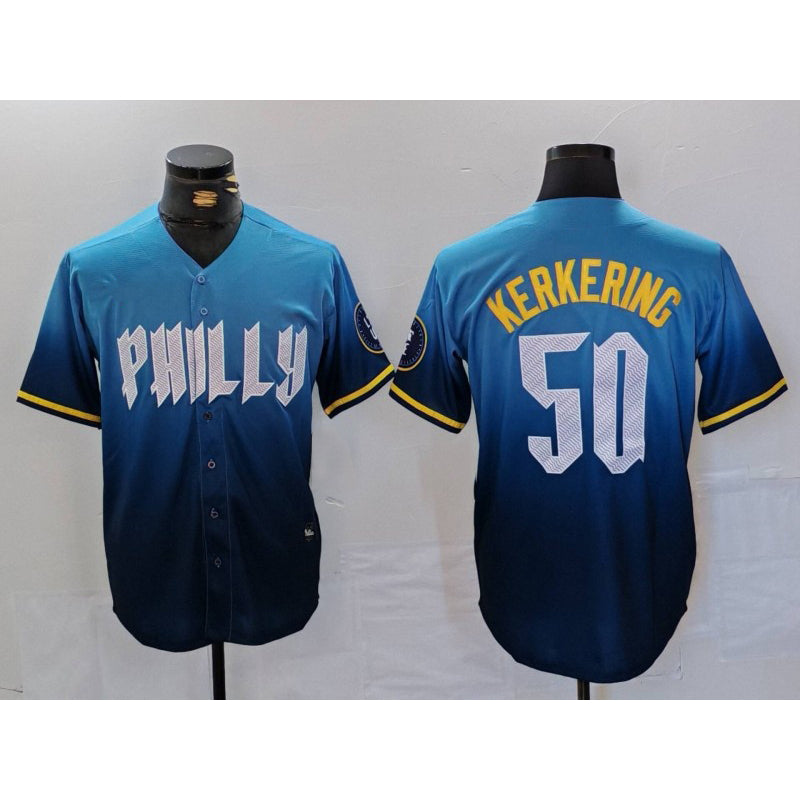 Philadelphia Phillies #50 Orion Kerkering Blue HeidiMiller 2024 City Connect Limited Stitched Jersey