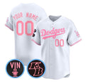Custom Los Angeles Dodgers Active Player White Pink HeidiMiller With Vin & Kobe Patch Limited Stitched Jersey