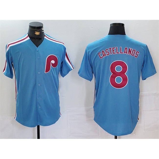 Philadelphia Phillies #8 Nick Castellanos Blue HeidiMiller Cool Base Stitched Jersey