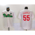 Philadelphia Phillies #55 Ranger Su¨¢rez White Green HeidiMiller Cool Base Stitched Jersey 2