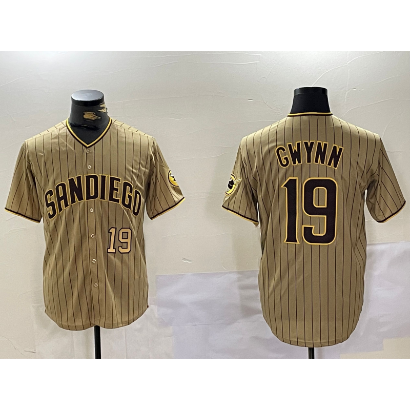 San Diego Padres #19 Tony Gwynn Khaki HeidiMiller Team Logo Cool Base Jerseys