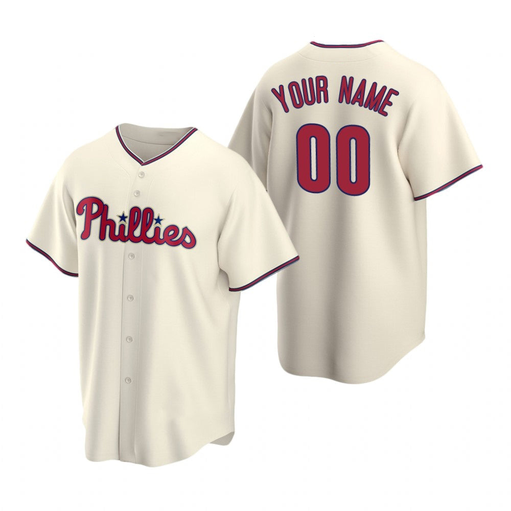Custom Philadelphia Phillies Cream HeidiMiller Stitched Cool Base Jersey