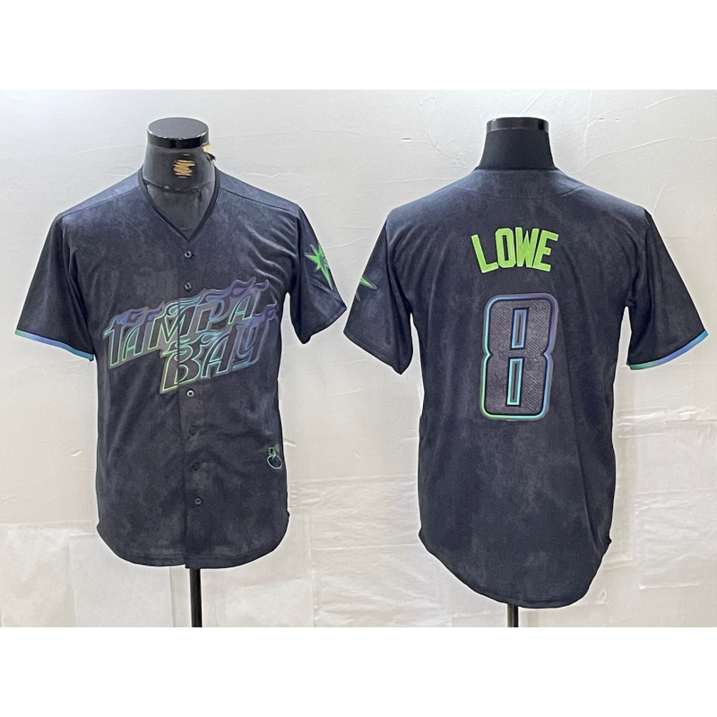 Tampa Bay Rays #8 Brandon Lowe Charcoal HeidiMiller 2024 City Connect Limited Cool Base Jersey