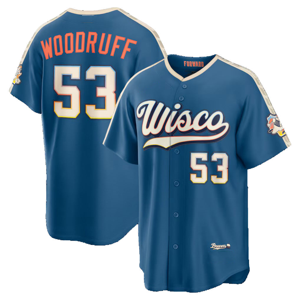 Milwaukee Brewers #53 Brandon Woodruff Mineral Blue HeidiMiller 2026 City Connect Stadium Jersey