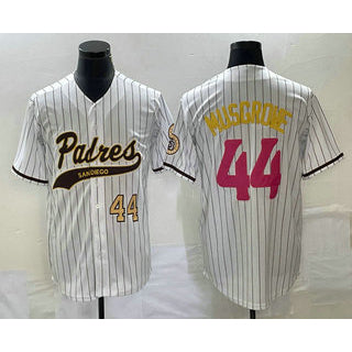 San Diego Padres #44 Joe Musgrove Number White HeidiMiller Pinstripe 2023 City Connect Cool Base Stitched Jersey