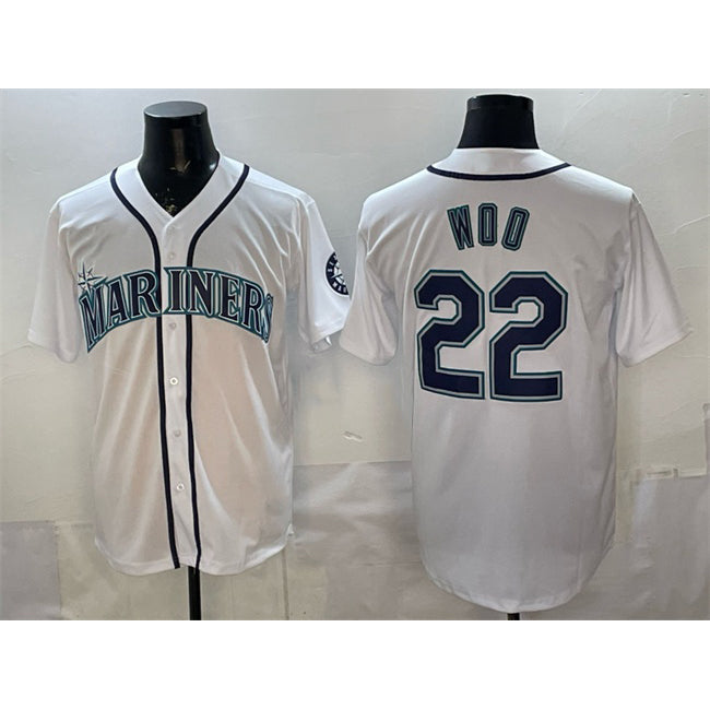 Seattle Mariners #22 Bryan Woo White HeidiMiller Cool Base Stitched Jersey