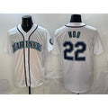 Seattle Mariners #22 Bryan Woo White HeidiMiller Cool Base Stitched Jersey