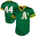 Oakland Athletics #44 Reggie Jackson Mitchell & Ness Green HeidiMiller Authentic Batting Practice Jersey