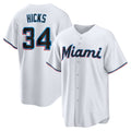 Miami Marlins #34 Liam Hicks White HeidiMiller Home Replica Jersey