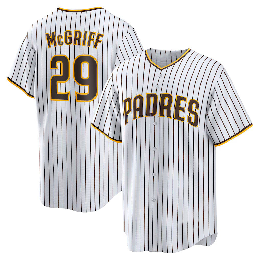 San Diego Padres #29 Fred McGriff White HeidiMiller Home Retired Player Replica Jersey