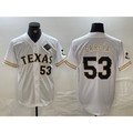 Texas Rangers #53 Adolis Garcia Number White HeidiMiller Gold Cool Base Stitched Jersey