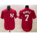 New York Yankees #7 Mickey Mantle Red HeidiMiller Fashion Cool Base Jersey