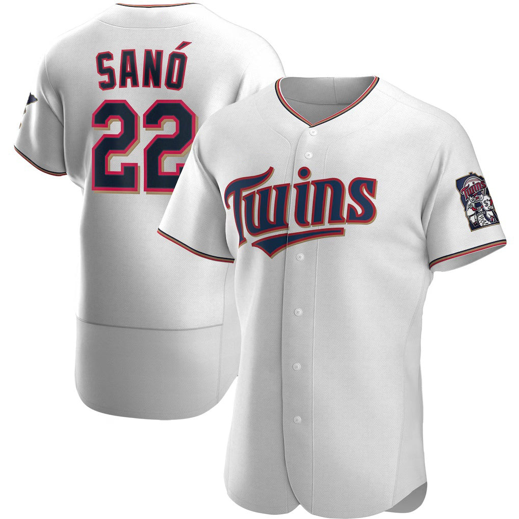 Minnesota Twins #22 Miguel Sano White HeidiMiller Home Authentic Player Jersey