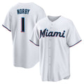 Miami Marlins #1 Connor Norby White HeidiMiller Home Replica Jersey