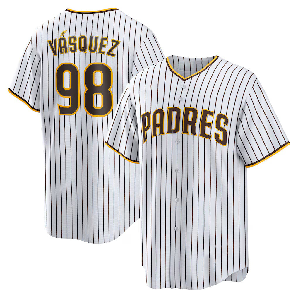 San Diego Padres #98 Randy Vasquez White HeidiMiller Home Replica Jersey