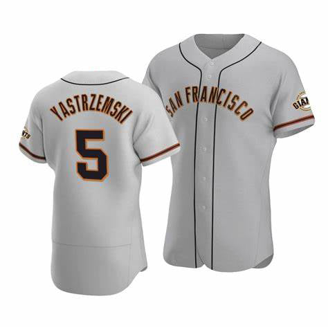 San Francisco Giants #5 Mike Yastrzemski Gray HeidiMiller Flex Base Jersey