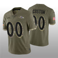Custom B.Ravens ACTIVE PLAYER 2022 Olive HeidiMiller Salute To Service Limited Stitched Jersey