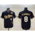 Los Angeles Dodgers #8 Enrique Hern¨¢ndez Black Gold HeidiMiller 2024 World Series With Vin & California Patch Vapor Premier Limited Stitched Jersey