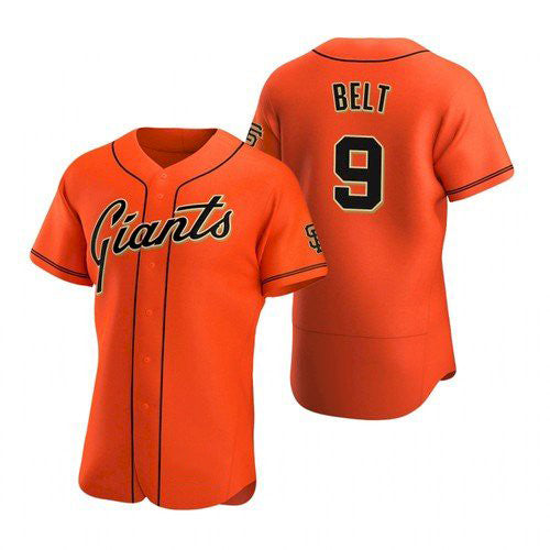 San Francisco Giants #9 Brandon Belt Orange HeidiMiller Alternate Jersey
