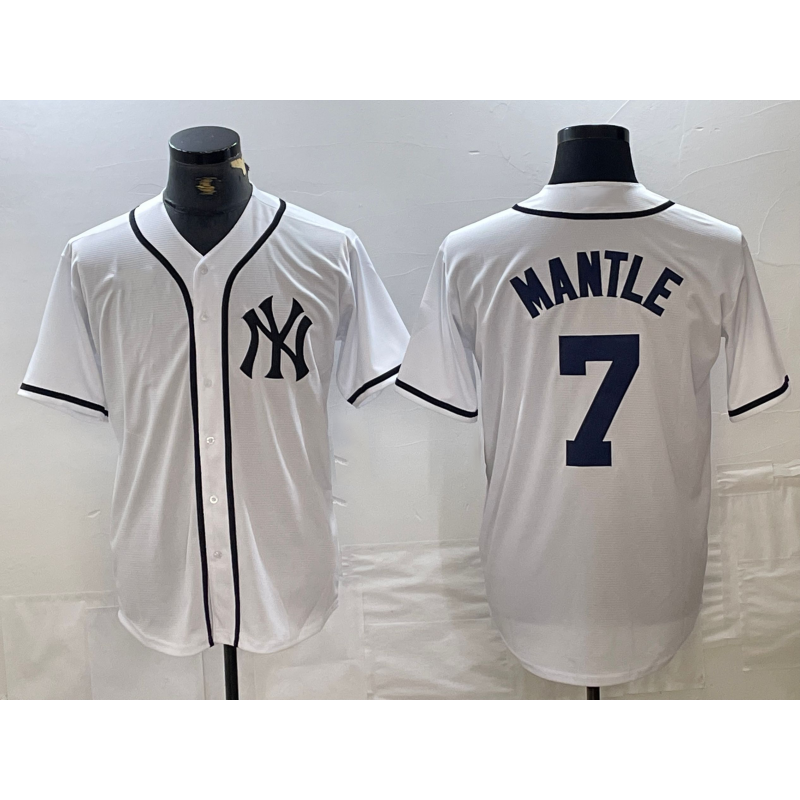 New York Yankees #7 Mickey Mantle White HeidiMiller Fashion Cool Base Jersey
