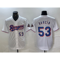 Texas Rangers #53 Adolis Garcia Number White HeidiMiller 2023 World Series Champions Cool Base Jersey