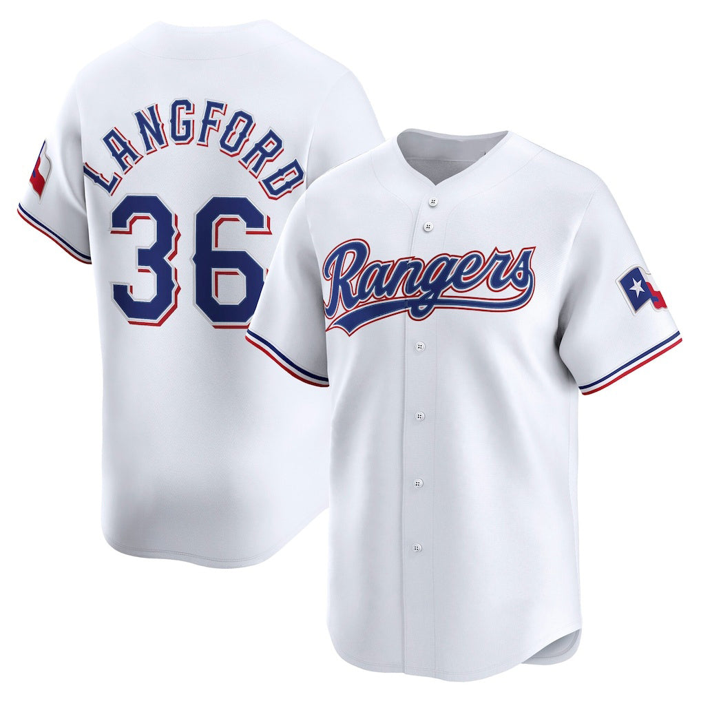Texas Rangers #36 Wyatt Langford White HeidiMiller Home Limited Player Jersey