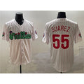 Philadelphia Phillies #55 Ranger Su¨¢rez White HeidiMiller Phanatic Cool Base Stitched Jersey