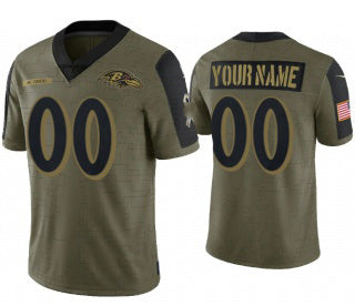 Custom B.Ravens Olive HeidiMiller ACTIVE PLAYER 2021 Salute To Service Limited Stitched Jersey