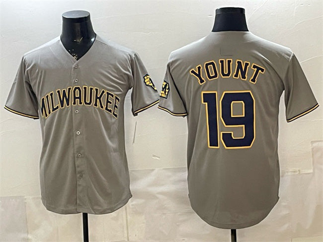 Milwaukee Brewers #19 Robin Yount Grey HeidiMiller Home Limited Stitched Jersey