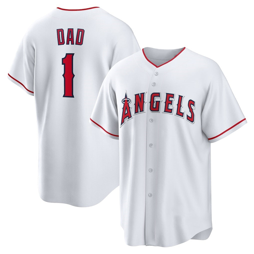 Los Angeles Angels #1 Dad White HeidiMiller Home Replica Jersey