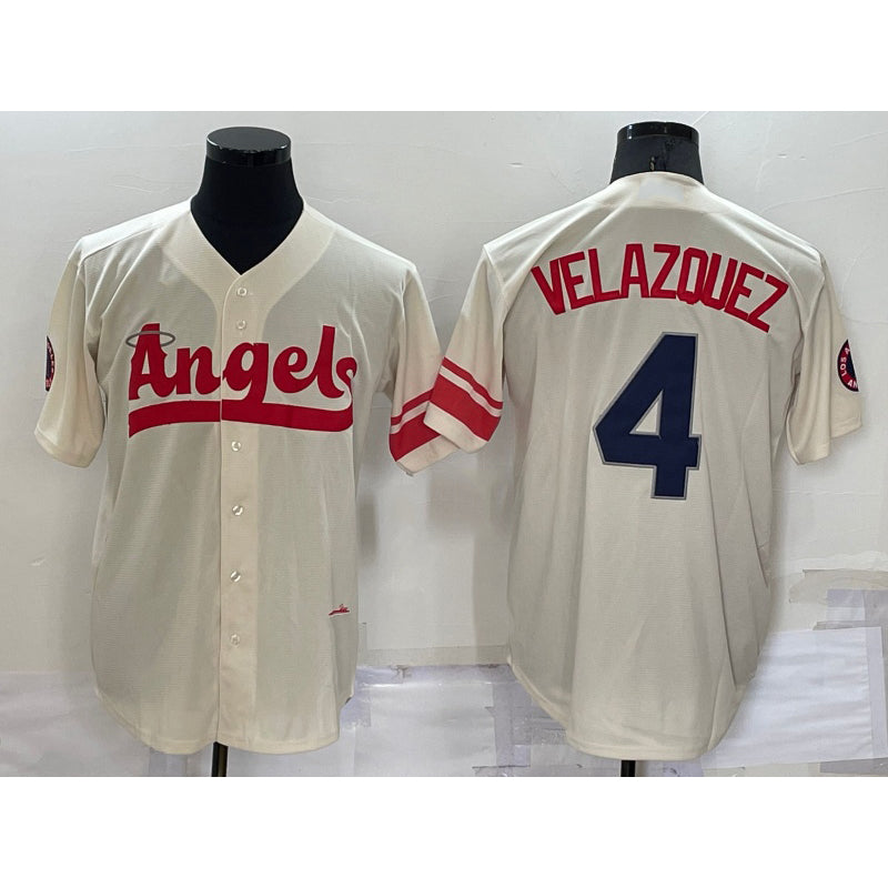 Los Angeles Angels #4 Andrew Velazquez Cream HeidiMiller 2022 City Connect Cool Base Stitched Jersey
