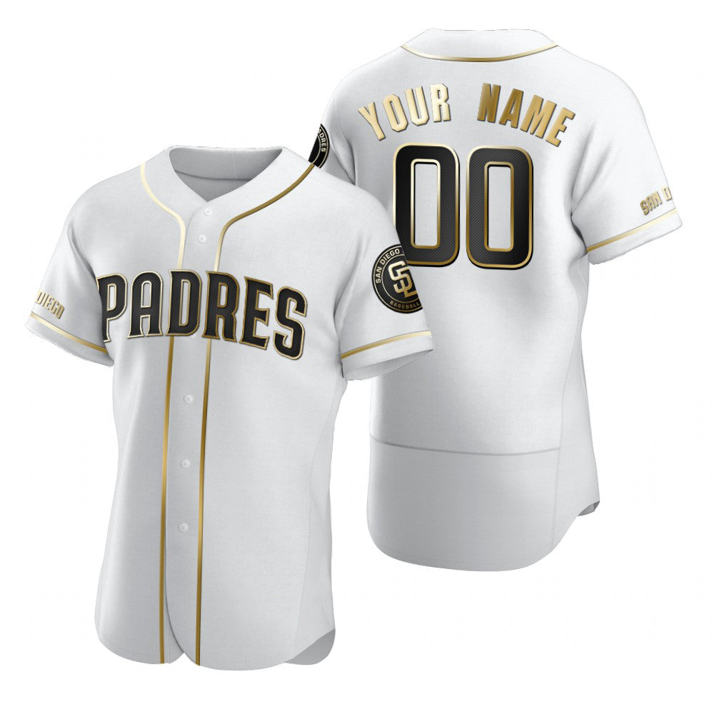 Custom San Diego Padres White HeidiMiller Stitched Flex Base Golden Edition Jersey