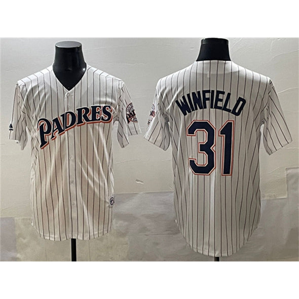 San Diego Padres #31 Dave Winfield White HeidiMiller Throwback With Patch Cool Base Stitched Jersey