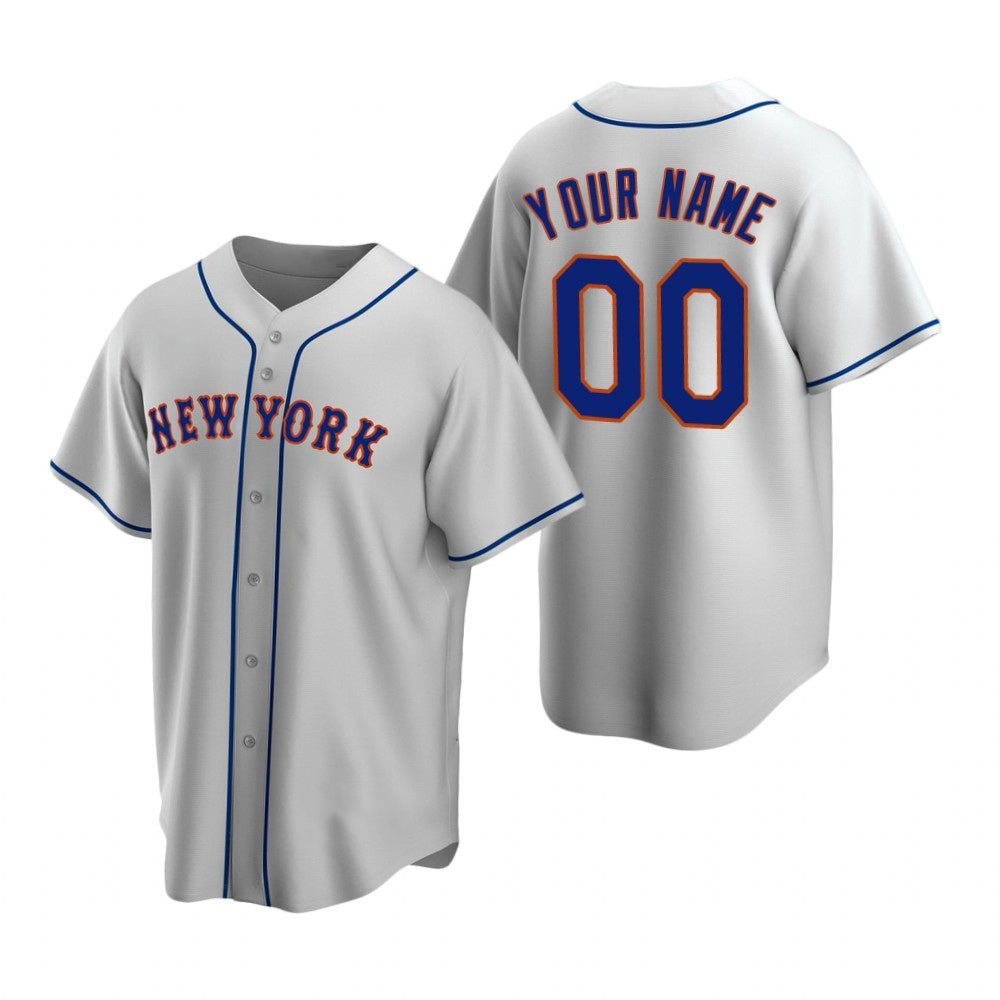 Custom New York Mets Gray HeidiMiller Stitched Cool Base Road Jersey