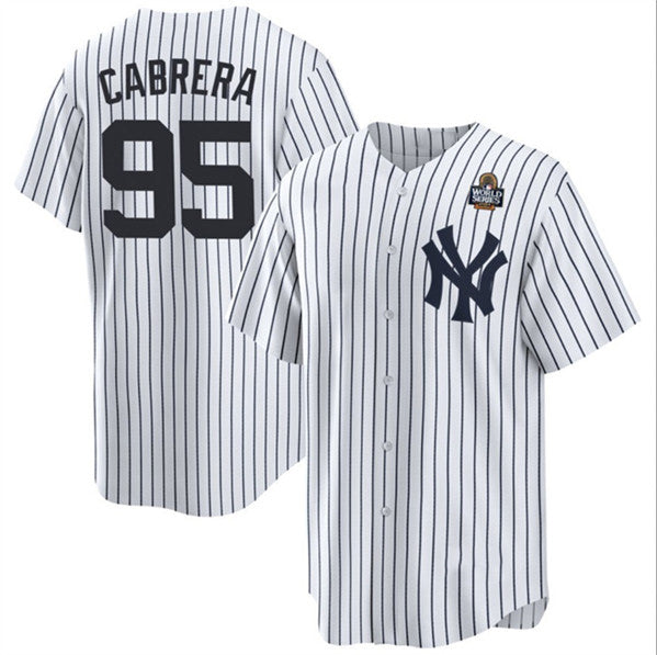 New York Yankees #95 Oswaldo Cabrera White HeidiMiller 2024 World Series Cool Base Stitched Jersey